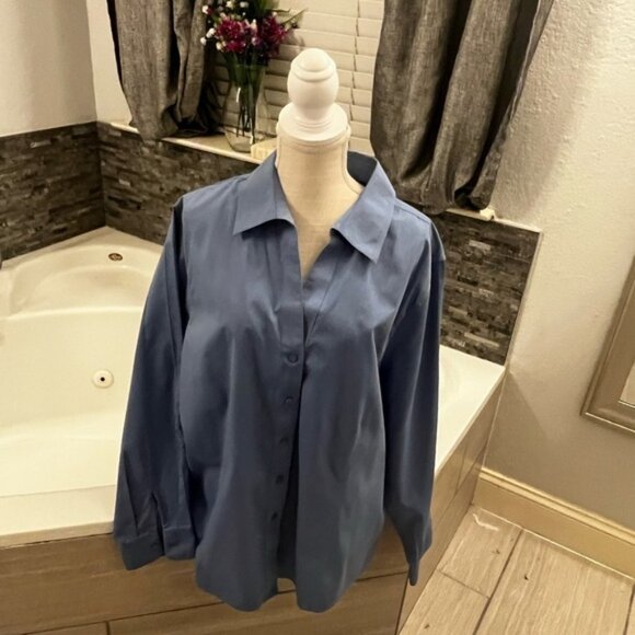 Gold Label Investments Blue Plus Size 22W Button Down Shirt - Picture 1 of 5